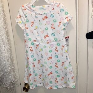 Wonderkids White Flamingo & Ice Cream Print Casual Dress Size 5T New SPRING